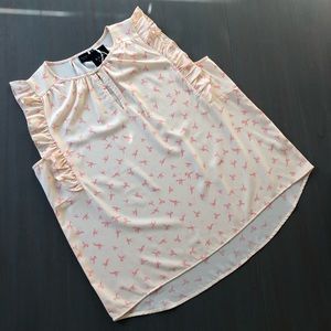 ** New Kaari Blue Ruffled Pink Sleeveless Blouse XL